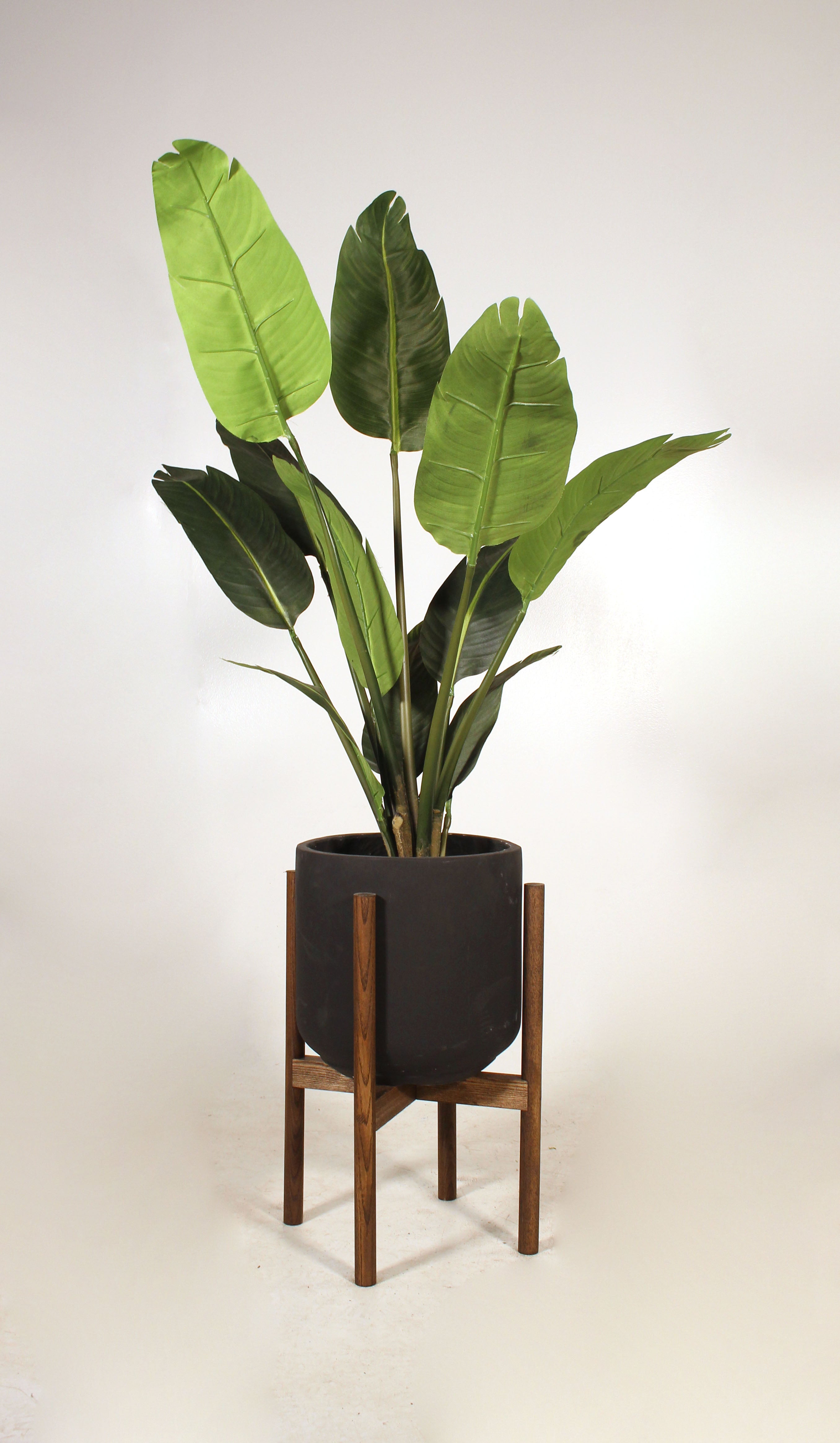10 clay pots for plants 10" Clay Planter with Wood Stand Black / Dark Walnut