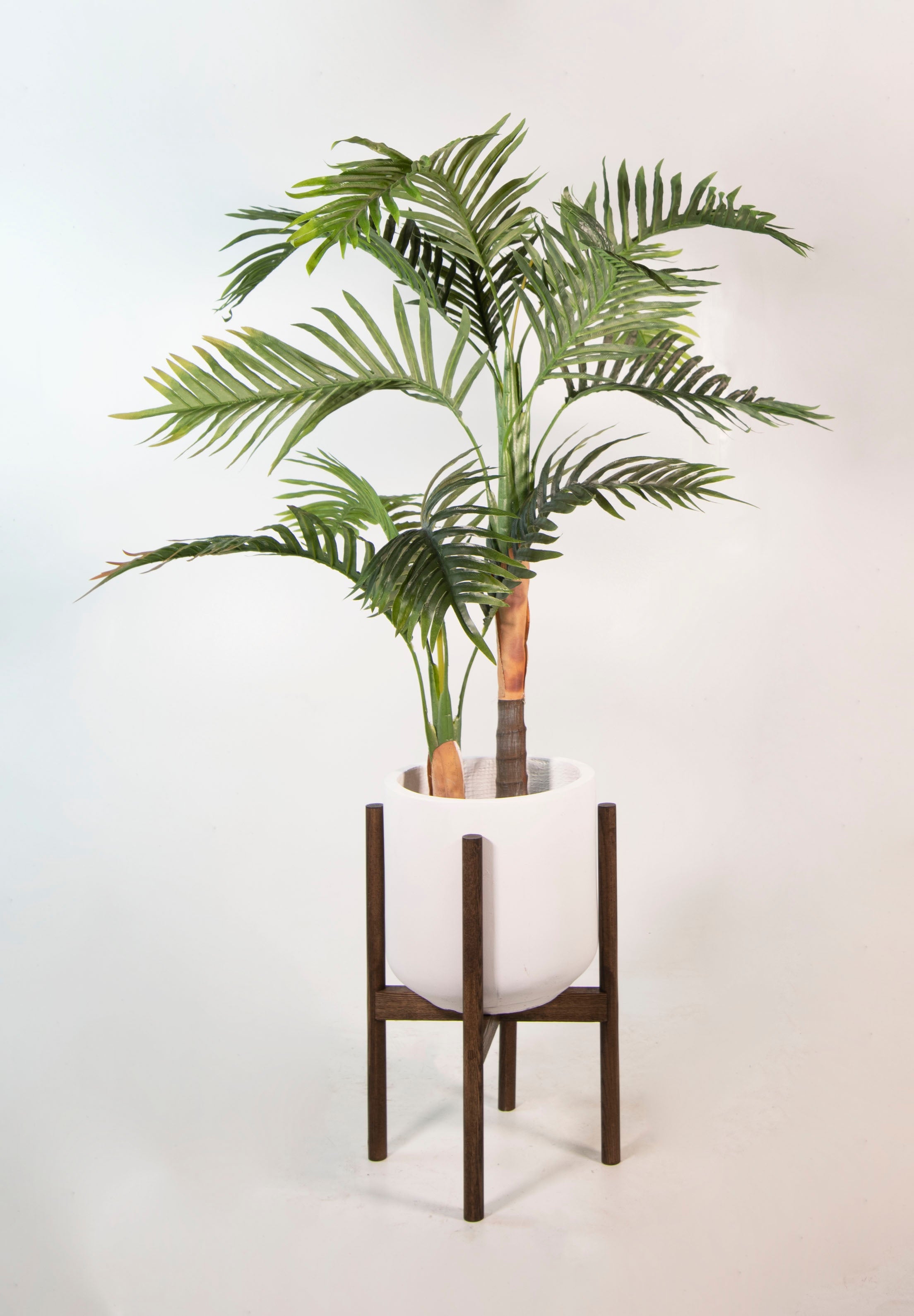 palm tree plant stand 10" Clay Planter with Wood Stand